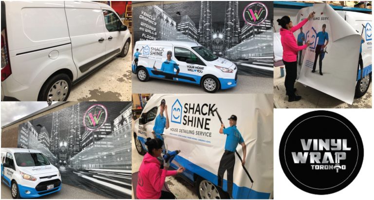 Vinyl Wrap Toronto Ford Transit Connect 2020 Avery Dennison White Van Full Shack Shine Collage - Vinyl Wrap Cost
