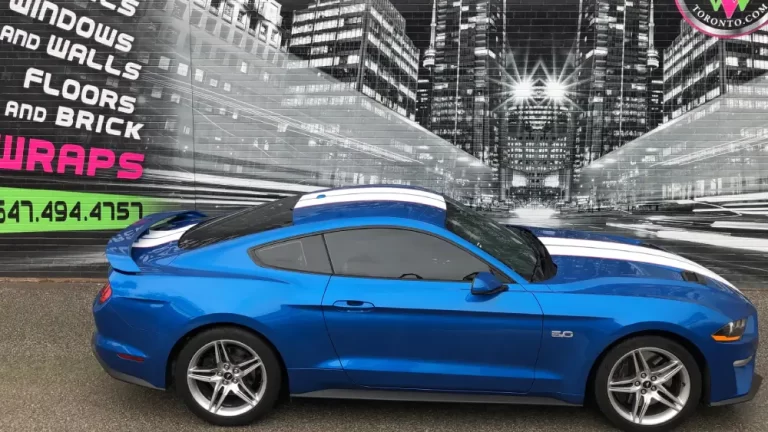 VinylWrapToronto-Ford-Mustang-Blue-Stripes-After-Side - Vinyl Wrap Cost