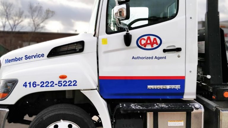 Hino 258 - 2019 - decals - CAA - Side Closeup - after - Vinyl Wrap Toronto - Vehicle Wrap in Etobicoke - Truck Wrap - Truck decals cost