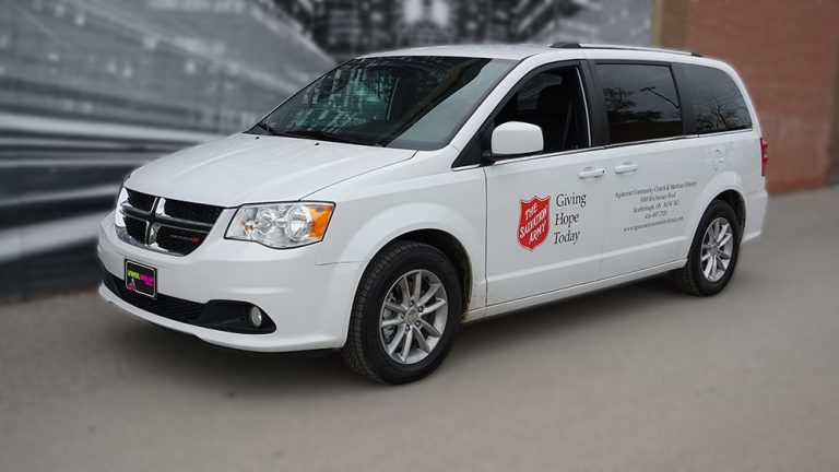 Dodge Caravan 2020 - Commercial Van Decals - VinylWrapToronto.com - The Salvation Army - Vinyl Stickers - Front Side - custom decals for vans