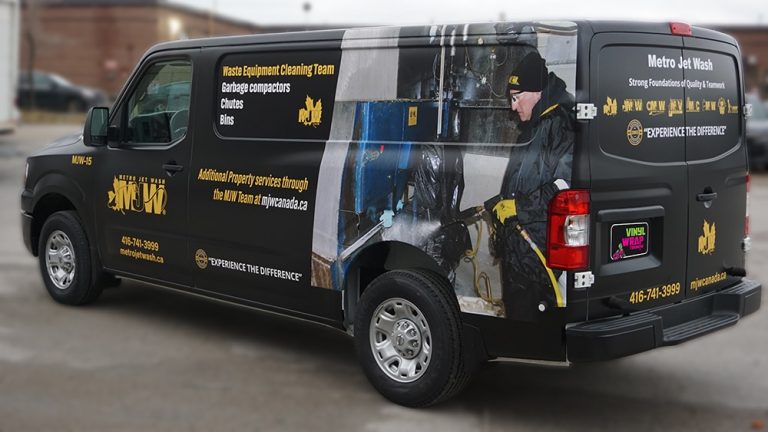 Nissan NV2500 - VinylWrapToronto.com - Full Wrap - Van Wrap - Decals - Lettering - Metro Jet Wash - Avery - After - Side Back - Custom Van Wrap Cost