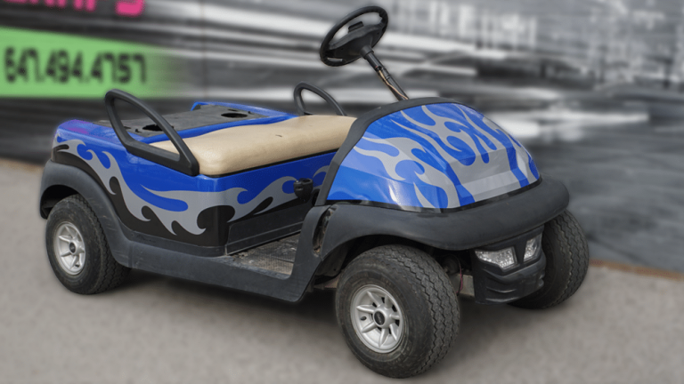 Clubcar - Golf Cart - Full Vinyl Wrap - Custom Design - VinylWrapToronto.com - Best Vehicle Wrap In Toronto - Avery Dennison - After - Fron Side - custom vinyl wrap