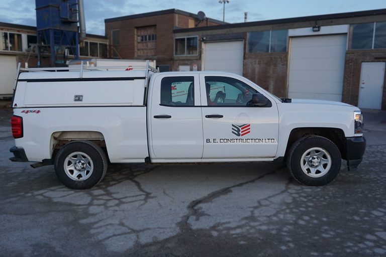 Chevrolet Silverado - Vehicle Decals - VinylWrapToronto.com - B & E Construction - Best Wrap Shop in Toronto - Front Side - Car Vinyl Wrap