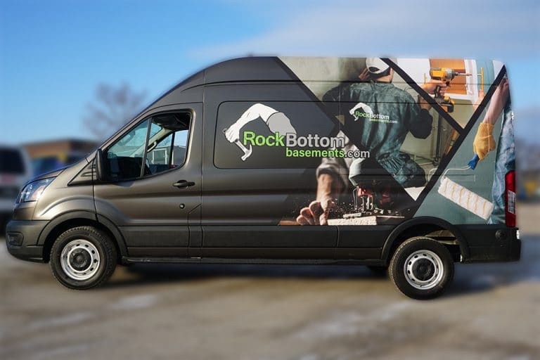 Ford Transit 250 High Roof - Full Van Wrap - VinylWrapToronto.com - RockBottom - After Side - Commercial Vehicle Wrap Cost