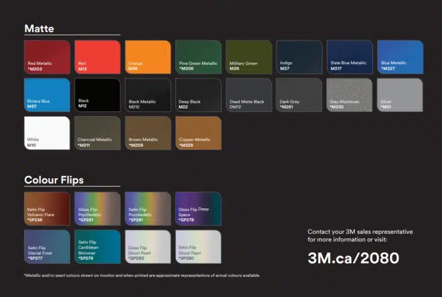 3M Vinyl Wraps - Matte Colour Options and Textures