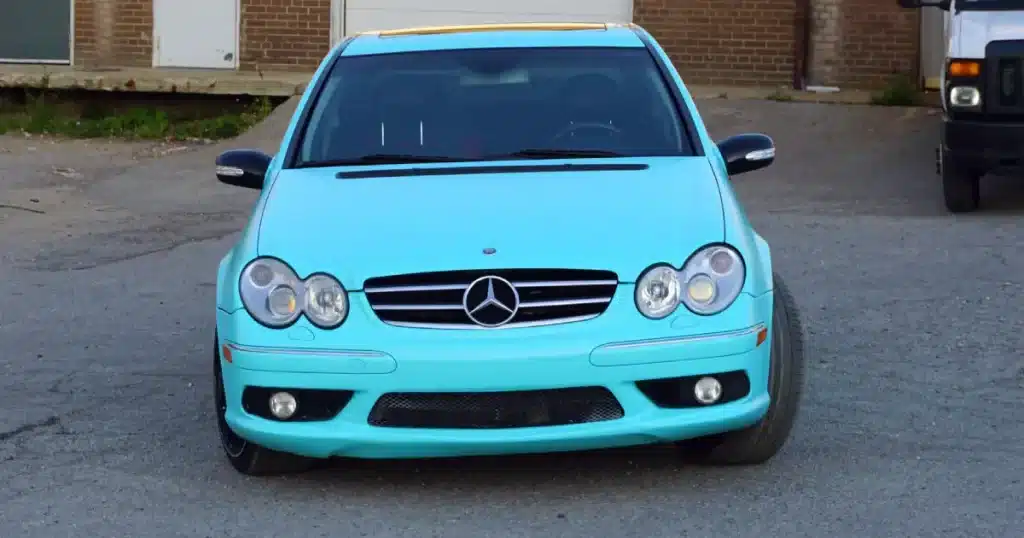 Mercedes E350 Colour Change Vinyl Wrap - After - Front View Mercedes E350 Colour Change Vinyl Wrap - After - Front View