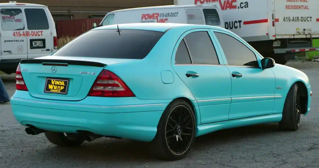 Mercedes E350 Full Colour change wrap - After - Back Side Angle Mercedes E350 Full Colour change wrap - After - Back Side Angle