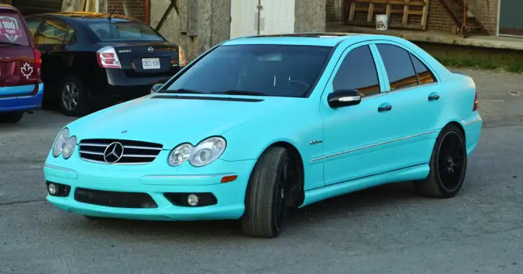 Mercedes E50 - Colour Change Wraps in Toronto - After - Side Angle Mercedes E50 - Colour Change Wraps in Toronto - After - Side Angle