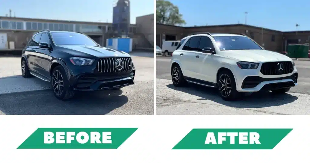 Owen Tippett's - Mercedes GLE Full Car Wrap from Gloss black to Satin Pearl White