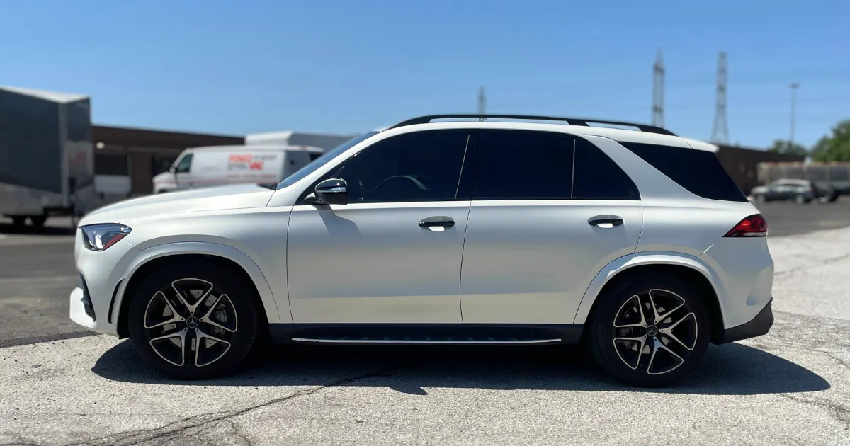 Owen Tippett's Mercedes GLE Full Wrap Colour Change from Gloss Black to Satin Pearl White - After - Side