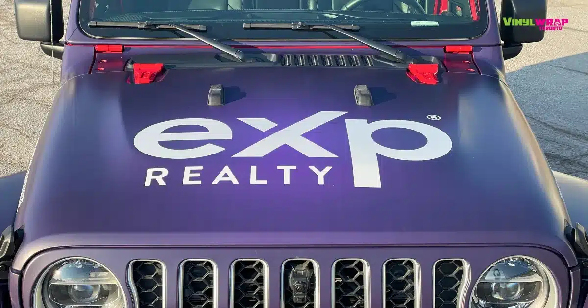 Elevating Impressions: A Full Custom Vinyl Wrap for a Toronto Realtor's Jeep Wrangler 6 Jeep Wrangler - Full Custom Vinyl Wrap by Vinyl Wrap Toronto for Salwa Anwarali - After - Hood Closeup