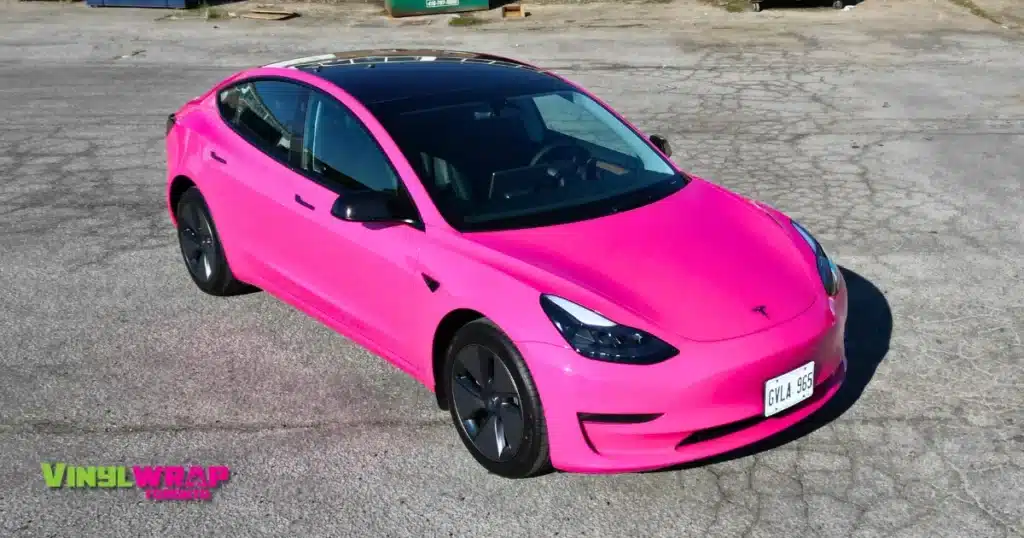 Tesla Model 3 - Full Colour Change Wrap to Pink - Vinyl Wrap Toronto