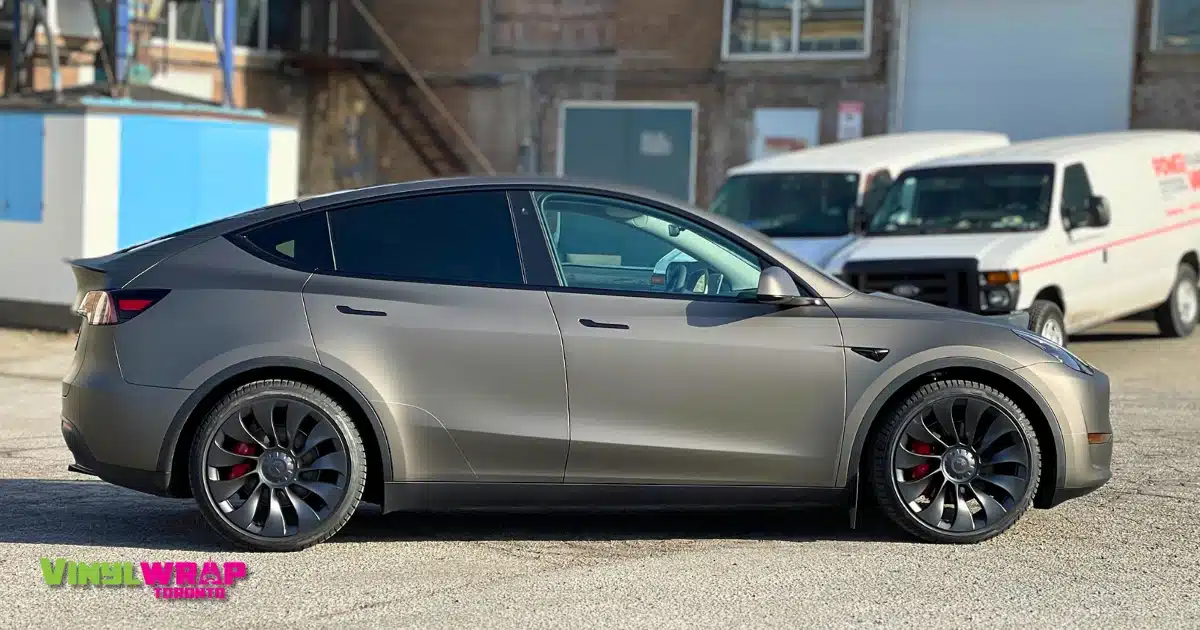 Tesla Model Y Colour Change Wrap - Matte Metallic Charcoal - After