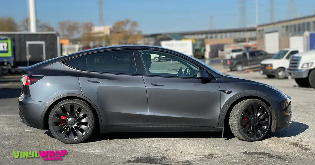Tesla Model Y Colour Change Wrap - Matte Metallic Charcoal - Before