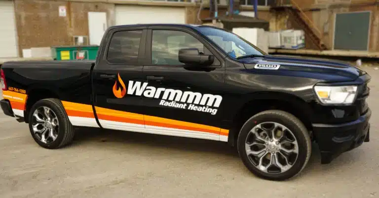 Warmmm Radiant Heating Decals installed. Photo shows off the end product after installation.