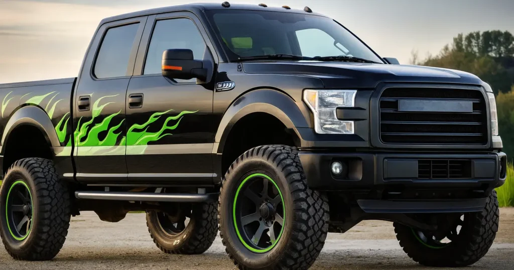 reflective truck decal truck with green decal