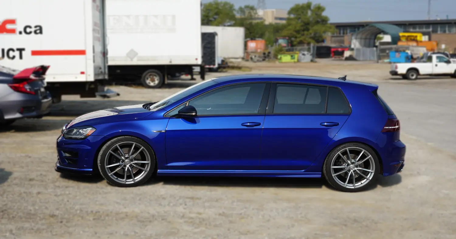 VW Golf 2019 blue car with fray Lettering and Decals Etobicoke Ontario – Eco-Friendly Install by Branding Centres