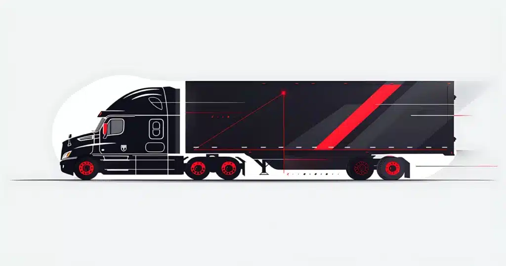 Minimalist truck illustration with a sleek modern design and red stripe