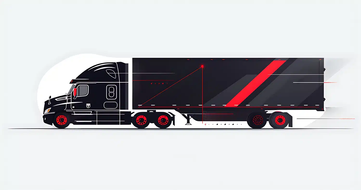 Minimalist truck illustration with a sleek modern design and red stripe