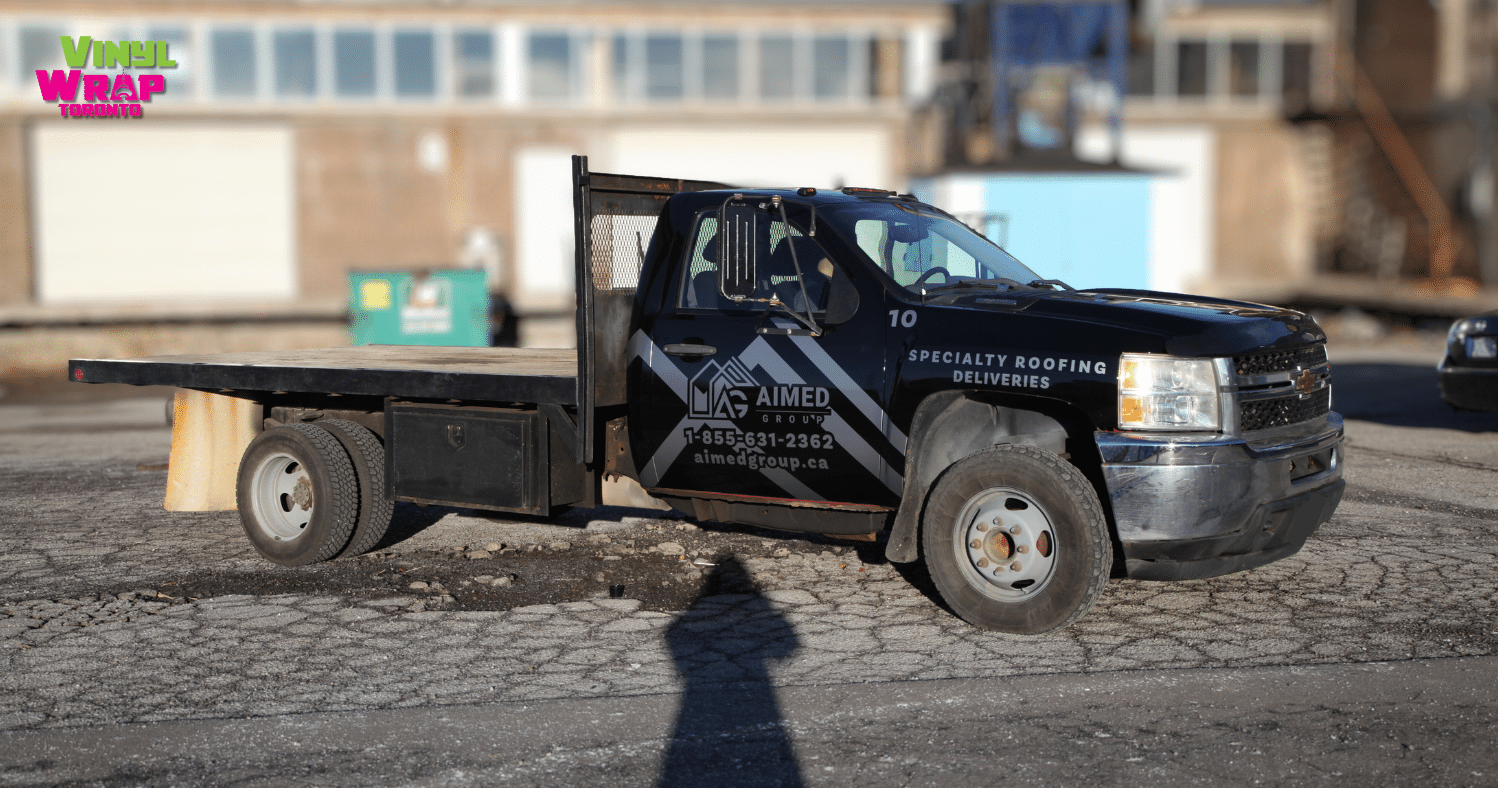 Aimed Group Chevrolet Silverado Colour Change Lettering and Decals Vinyl Wrap Toronto Passenger's Side Front Angle