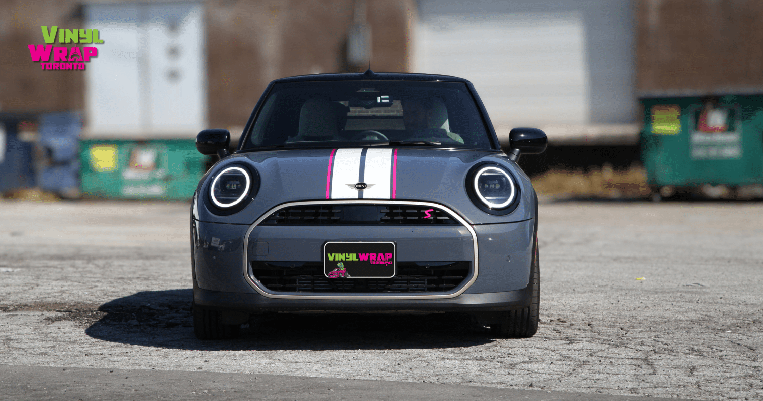 Kim Tabac Mini Cooper Stripes Vinyl Wrap Toronto Front