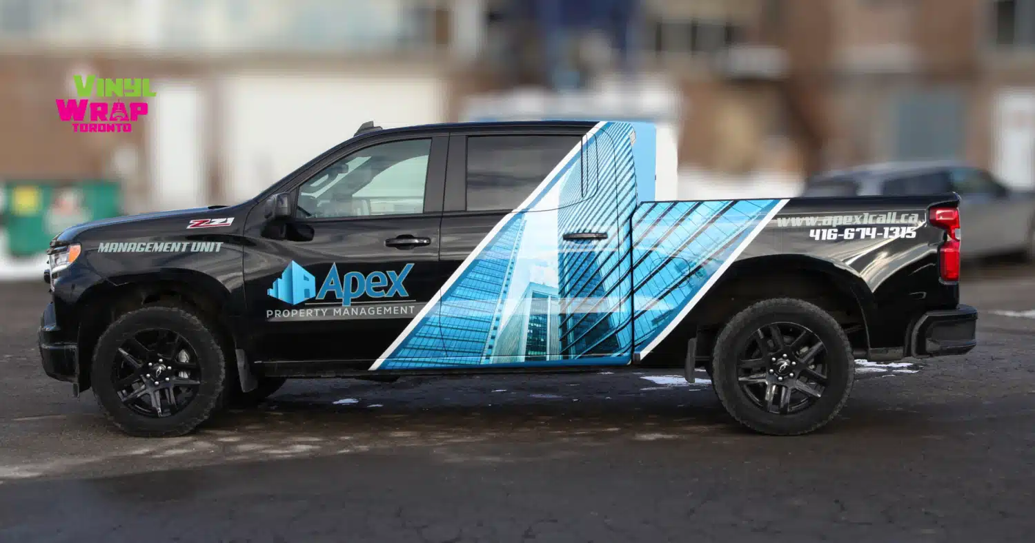 Apex Property Management_Chevrolet_Silverado_Partial Wrap_VinylWrapToronto_After Image_Side