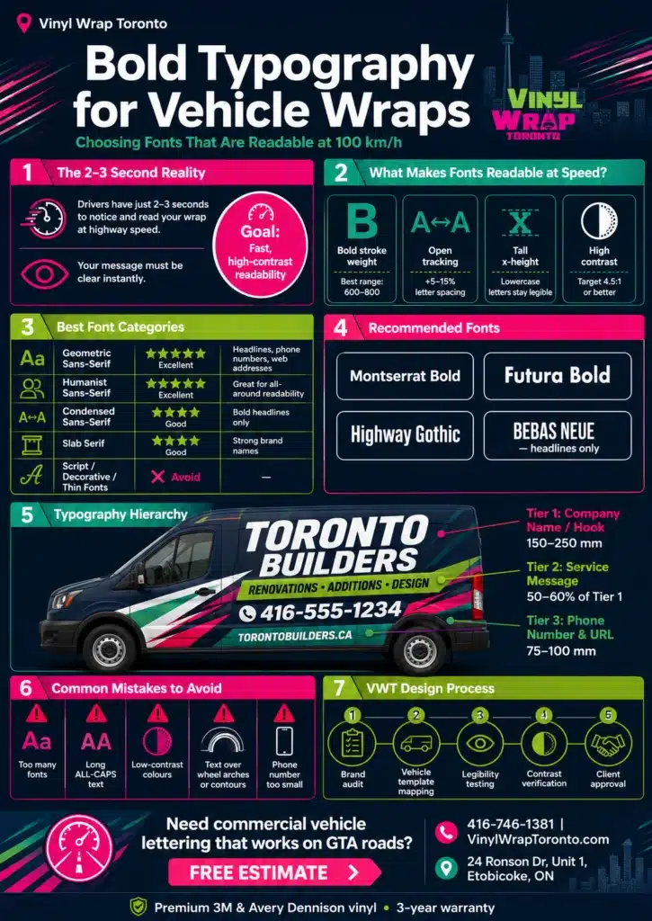Bold Typography for Vehicle Wraps: Choosing Fonts That Are Readable at 100km/h 1 Typography guide for vehicle wraps - helps with choosing fonts that are readable at 100 km/h