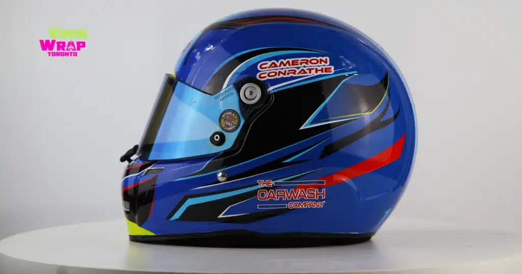 Custom Helmet Vinyl Wrap in Toronto: The Carwash Company's Race-Ready Branding