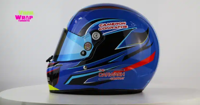 Custom Helmet Vinyl Wrap in Toronto: The Carwash Company's Race-Ready Branding
